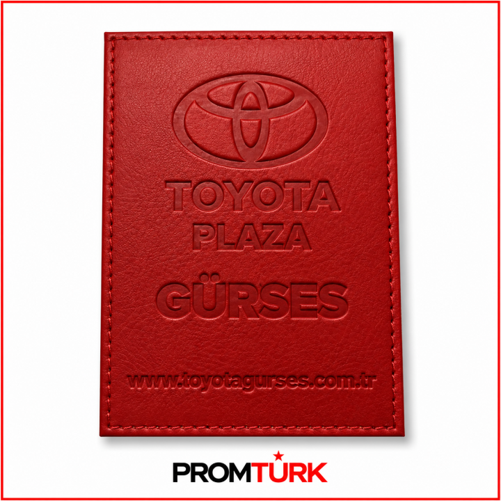 Kırmızı Coventry Deri Gofre Logo Baskılı Promosyon Ruhsat Kabı